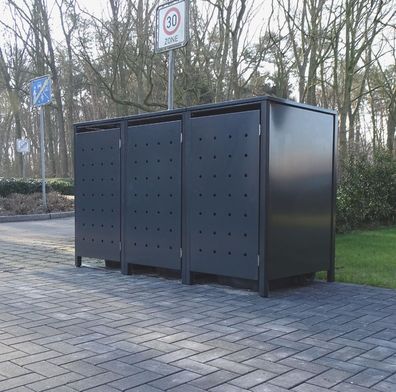 3 Mülltonnenboxen Modell No.1 Anthrazit komplett RAL7016 für 120Liter Mülltonnen