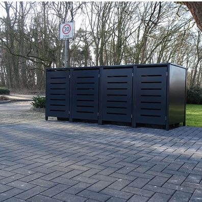 4 Mülltonnenboxen Modell No.6 Anthrazit komplett RAL7016 für 240Liter Mülltonnen