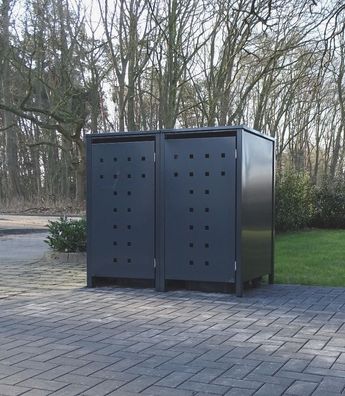 2 Mülltonnenboxen Modell No.7 Anthrazit komplett RAL7016 für 240Liter Mülltonnen