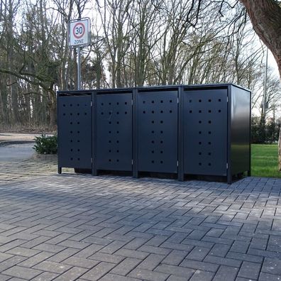 4 Mülltonnenboxen Modell No.7 Anthrazit komplett RAL7016 für 120Liter Mülltonnen