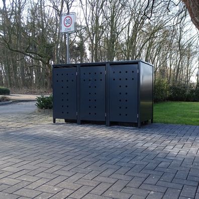 3 Mülltonnenboxen Modell No.7 Anthrazit komplett RAL7016 für 240Liter Mülltonnen