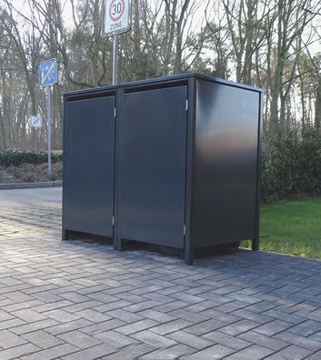 2 Mülltonnenboxen o. Stanzung Anthrazit komplett RAL 7016 für 240Liter Mülltonnen