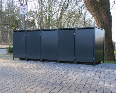 5 Mülltonnenboxen o. Stanzung Anthrazit komplett RAL 7016 für 120Liter Mülltonnen