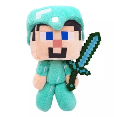 Minecraft Steve mit Schwert Plüsch Figur Stofftier Kuscheltier 17 cm
