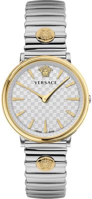 Versace VE8104922 V-Circle Lady weiss silber gold Edelstahl Damen Uhr NEU