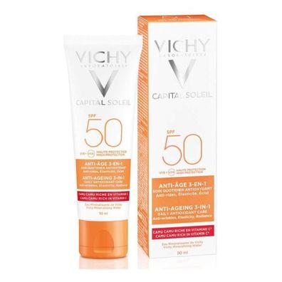 Sonnenschutzcreme für das Gesicht Capital Soleil Vichy VCH00115 3 in 1 Anti-Aging SP