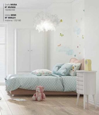 Kinderzimmer Kinderbett Bett Nachttisch Kleiderschrank Holz Möbel Weiß Set 3tlg