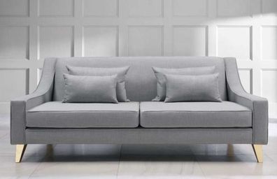 Dreisitzer Sofa 3 Sitzer Sofas Luxus Sitzer Stoff Grau Wohnzimmer Design Modern
