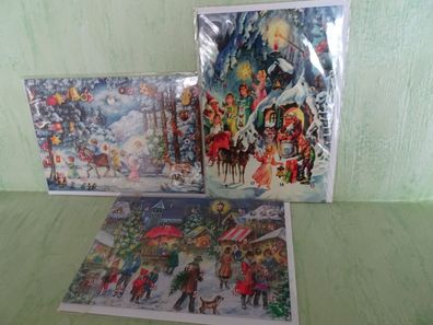 Sü-Verlag Adventskalender Vintage Weihnachtsgrußkarten-Sets & Umschlag