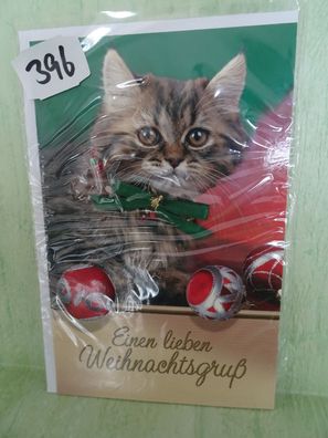 SusyCard Katze mit aufgesetzter Schleife Weihnachtsgrußkarten-Sets & Umschlag