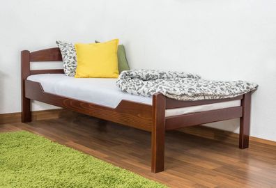 Einzelbett "Easy Premium Line" K1/2n, Buche Vollholz massiv dunkelbraun lackiert