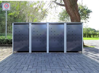 4 Mülltonnenboxen Modell No.4 Anthrazitgrau für 120 Liter Mülltonnen