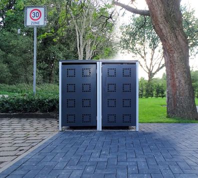 2 Mülltonnenboxen Modell No.5 Anthrazitgrau für 120 Liter Mülltonnen