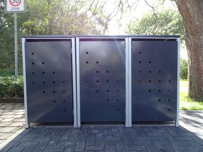 3 Mülltonnenboxen Modell No.3 Anthrazitgrau für 120 Liter Mülltonnen