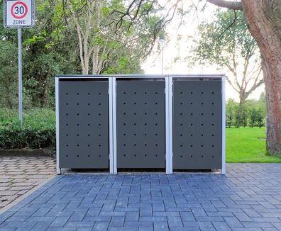 3 Mülltonnenboxen Modell No.1 Anthrazitgrau für 240 Liter Mülltonnen