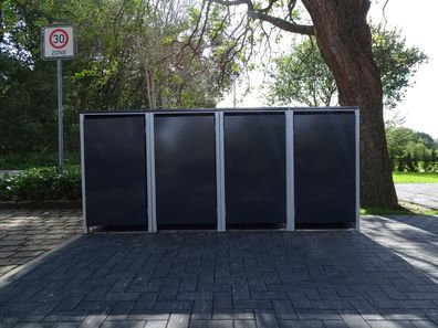4 Mülltonnenboxen ohne Stanzung Anthrazitgrau für 120 Liter Mülltonnen