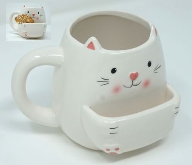 400ml Kaffeetasse Katze mit Keksfach Trinkbecher Teetasse Tasse Milch Becher