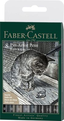 Faber-Castell 167171 - Tuschestift Pitt Artist Pen, Black & Grey, B, F, 1.5, FM, ...
