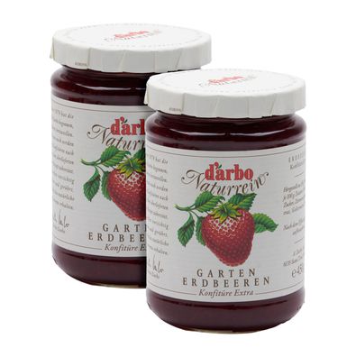 Food-United DARBO Konfitüre Extra Naturrein Garten-Erdbeere 2x 450g Glas