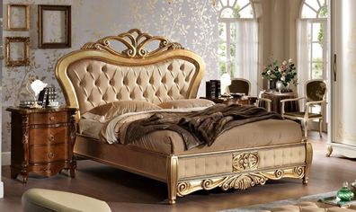 Bett Chesterfield Gold Betten Barock Massivholz Gold Doppelbett Design Möbel