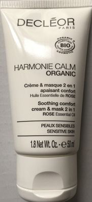 Decleor Harmonie CALM Organic Creme&Masque Rose Essential Oil 50 ml Tube