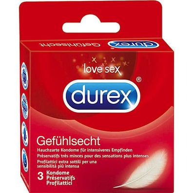Durex Gefühlsecht Kondome, Hauchzart, intensives Gefühl, 24x3er Packung