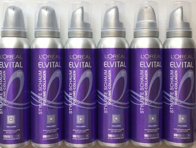 Loreal Elvital Styliste Schaum Volume-Collagen Haarschaumfestiger 6x 150 ml