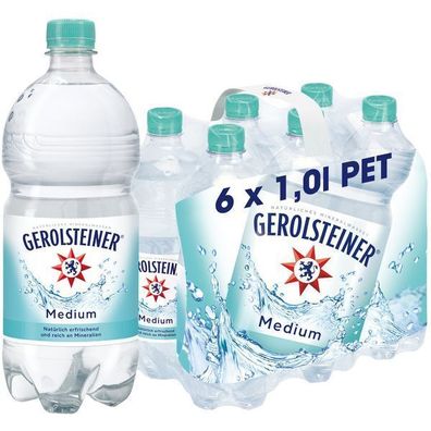 Gerolsteiner Medium Mineralwasser Gerolsteiner Brunnen 6x1.00l Einweg-Pfand