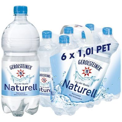Gerolsteiner Naturell Mineralwasser 6x1.00l Flasche Einweg-Pfand