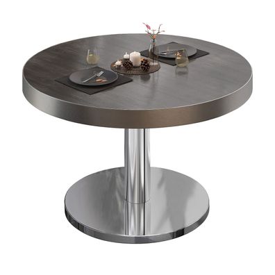 BN | Bistro Loungetisch | Ø: 70 x 36 cm | Edelstahl Rand | Wenge / Edelstahl | Bist