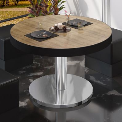 BN | Bistro Loungetisch | Ø: H 50 x 36 cm | Eiche / Edelstahl | Bistrotisch Loungetis