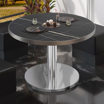 BN | Bistro Loungetisch | Ø: H 50 x 36 cm | Schwarz Marmor / Edelstahl | Bistrotisch