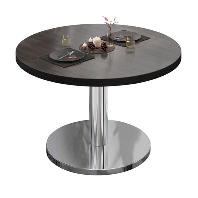 BN | Bistro Loungetisch | Ø: 80 x 36 cm | Schwarzer Rand | Wenge / Edelstahl | Bist