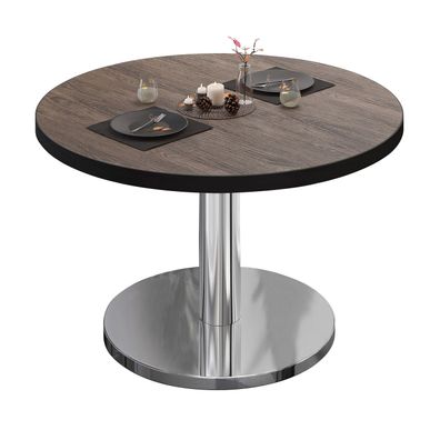 BN | Bistro Loungetisch | Ø: 80 x 36 cm | Schwarzer Rand | Light Wenge / Edelstahl