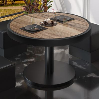 BN | Bistro Loungetisch | Ø: 80 x 36 cm | Metallrahmen | Sheesham / Schwarz | Bistr