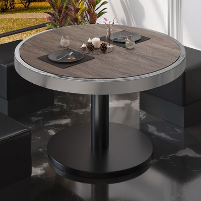 BN | Bistro Loungetisch | Ø: 80 x 36 cm | Chromrahmen | Light Wenge / Schwarz | Bis
