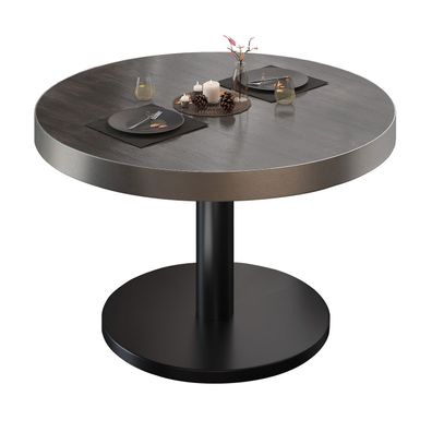 BN | Bistro Loungetisch | Ø: 80 x 36 cm | Edelstahl Rand | Wenge / Schwarz | Bistro