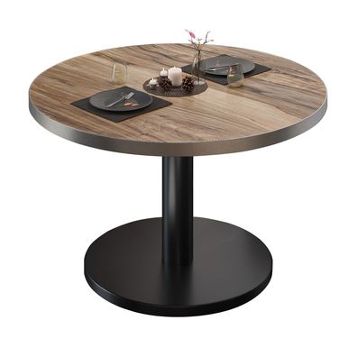 BN | Bistro Loungetisch | Ø: 60 x 36 cm | Edelstahl Rand | Sheesham / Schwarz | Bis