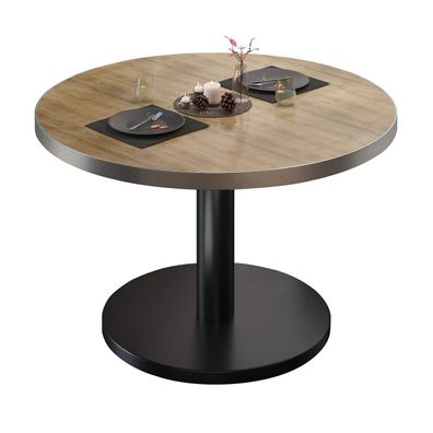 BN | Bistro Loungetisch | Ø: 60 x 36 cm | Edelstahl Rand | Eiche / Schwarz | Bistro