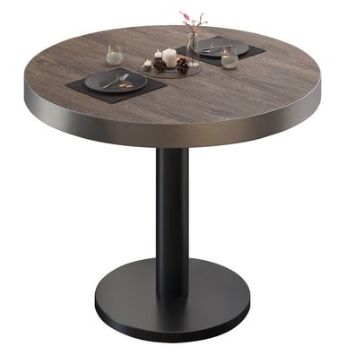 BN | Bistrotisch | Ø: 80 x 72 cm | Edelstahl Rand | Light Wenge / Schwarz | Rund |