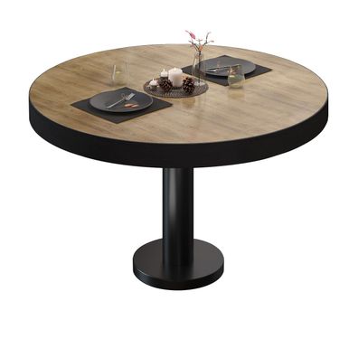 BML | Bistro Loungetisch | Ø: 80 x 41 cm | Eiche / Schwarz | Bistro Loungetisch Gas