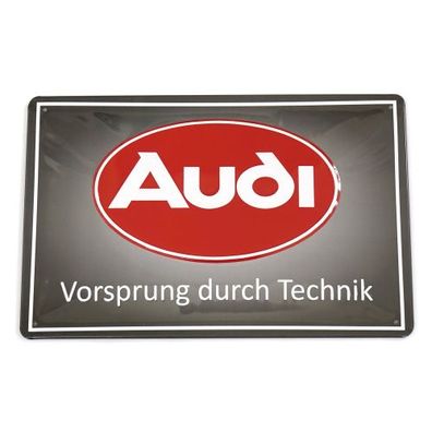 Audi Blechschild Logo Audi oval 3D Prägung Stahlblech A8-8982