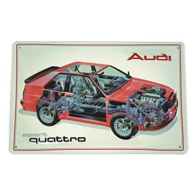 Audi Blechschild Audi Sport quattro Querschnitt 3D-Prägung Stahlblech A8-8985