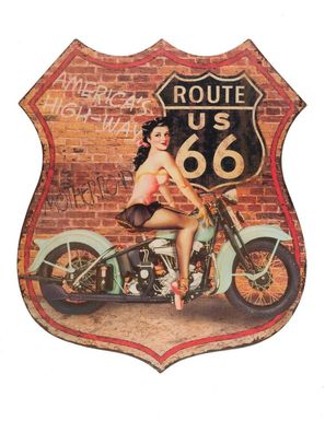 Blechschild Wandschild Route 66 Magnettafel Pin Up Amerika USA 80cm Nostalgie