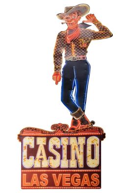 Blechschild Casino Las Vegas Cowboy Schild Magnettafel Antik-Stil - 80cm