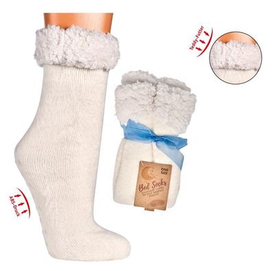 1 Paar Bettsocken ABS Socken extra flauschig gefüttert Homesocks Teddy Futter
