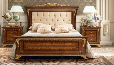 Doppelbett Massivholz Schlafzimmer Betten Design Bett Möbel MobilPiu Luxury