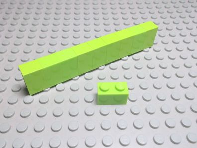 Lego 10 Basic Steine 1x2 hoch Hellgrün Lime Nummer 3004