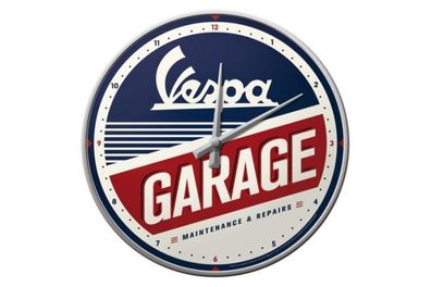 Wanduhr "Vespa Garage" - ? 31 cm - Service Servizio Uhr Clock Piaggio Retro