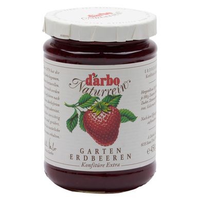 Food-United DARBO Konfitüre Extra Naturrein Garten-Erdbeere 450g Glas